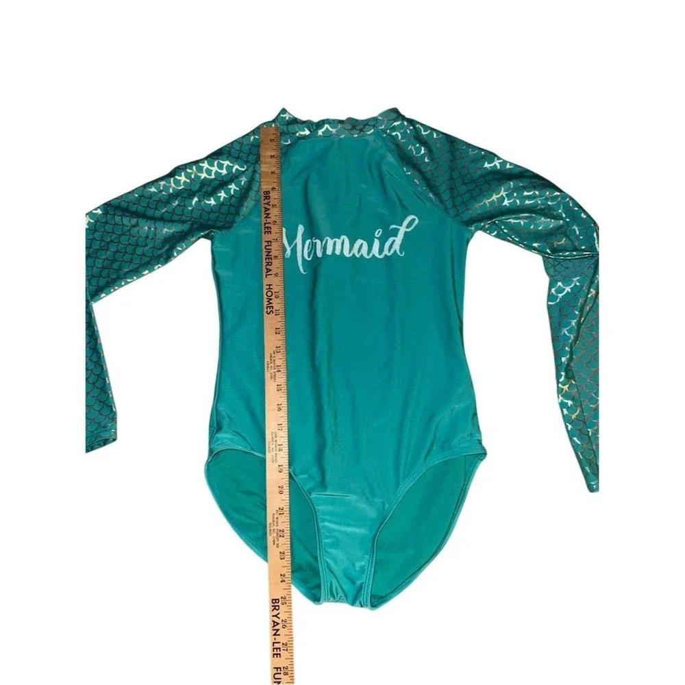 Cat & Jack Girls Mermaid Long Sleeve Swimsuit Size 14-16 Blue resort vacation‎